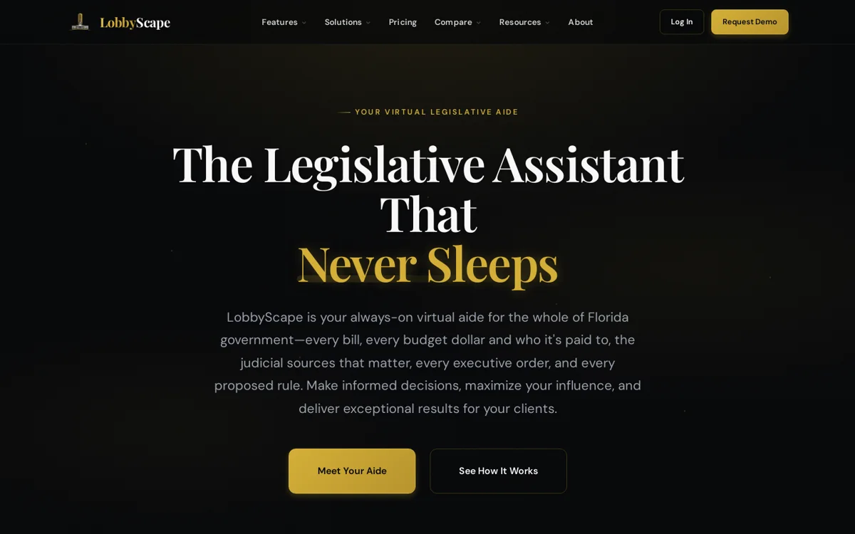 The LobbyScape website, a legislative intelligence product for Florida
